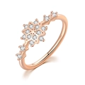 Roségoldener Schneeflockenring mit Zirkonia-Mikropavé-Besatz im Sternschliff-Design - Zahl 5 / Roségold Weißer Stein