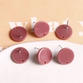 Clous d'oreilles ronds rose poudré en résine avec texture argentée et tiges - Bronze Brillant