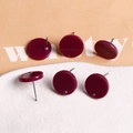 Lot de six clous d'oreilles ronds bordeaux en résine avec effet feuille d'argent DIY - Fuchsia Brillant