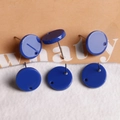 Dunkelblaue runde Acryl-Ohrstecker-Komponenten mit Loch für DIY-Schmuckherstellung - Glänzend Dunkelblau