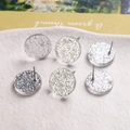 Glitzernde runde Acryl-Ohrstecker in Silber und Grün mit Löchern für DIY-Schmuck - Glänzende Partikel Silber