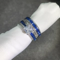 Klassieke stapelbare ringen met blauwe zirkoon prinses geslepen en witgouden plating - US 5 / Wit Goud Blauwe Zirkonia
