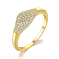 Detail of 14k gold plated wide ring with micro-paved cubic zirconia accents - Size 5 / Light Gold + White Stone
