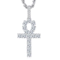 Zilveren Ankh-kruishanger ketting met micro-pave zirkonia en gedraaide touwketting - Ankh Kruis 4mm met 60cm Touwketting (Zilver)