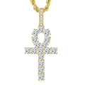 Hiphop gouden Ankh kruis hanger met zirkonia en gedraaide touwketting sieraad - Ankh Kruis 4mm met 60cm Touwketting (Goud)