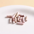 Pink marbled cylindrical stone beads with reddish veins for DIY jewelry making - Cylinder Bead No. 38 / 1 Piece