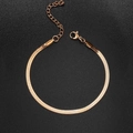 Detail of rose gold flat snake chain with lobster clasp and adjustable extension link - Width 3mm / Rose Gold
