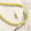 Pale yellow long cylindrical natural stone beads for DIY jewelry and bracelets - Square No. 2 Rectangular Tube Bead / 1 Piece / Pale Yellow Rectangular