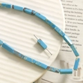 Rectangle turquoise stone beads with brown crackle pattern for DIY jewelry making - Square No. 6 Rectangular Tube Bead / 1 Piece / Turquoise Pattern Rectangular