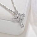 Silver iced out double cross pendant necklace with zircon stones in a jewelry box - Silver-tone Pendant Only (Without Chain)