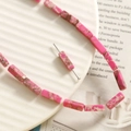 Pink marble textured rectangular beads for DIY jewelry making and handmade bracelets - Square 9 / 1 Piece / Pink Brown