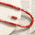 Rectangle beads with red marble texture for jewelry making and DIY bracelets - Square 25 (Loose Bead) / 1 Piece (13*5mm) / Red