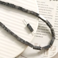 Polished grey natural stone rectangular bead for DIY jewelry making and handmade crafts - Square No. 28 Rectangular Tube Bead