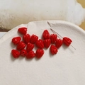 Macro shot of red tulip-shaped resin beads with vertical petal texture and drill hole - Tulip Bud (4#) / 1 Piece / Red