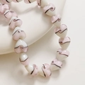 Perles en forme de cœur de 15mm avec motifs à rayures roses et blanches pour bijoux DIY - 117# Rose (Pièce Unique)