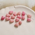 Detailed view of pink tulip bud beads with pre-drilled holes for DIY jewelry making - Tulip Flower Bud (11#) / 1 Piece / Rose Red