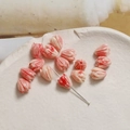 Macro shot of tulip-shaped shell beads in pink and white for DIY jewelry making - Tulip Flower Bud (13#) / 1 Piece / Pink White