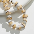 Perle de verre en forme de cœur de 15 mm à rayures ambre et blanc pour bijoux DIY - 122# Café (Pièce Unique)
