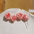 Detailed view of 16mm pink shell gradient rose beads with drill holes for DIY crafts - Pink