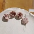 Detailed view of 16mm rose flower beads with pink and white gradient for DIY jewelry - Brown