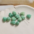 DIY bead accessory featuring a green tulip bud shape with marble texture and bottom hole - Tulip Flower Bud (16#) / 1 Piece / Green