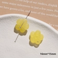 Yellow flower resin bead 16x15mm for DIY jewelry making with translucent finish - Five-Petal Flower
