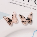 Chic butterfly acetate earrings parts with leopard print pattern for DIY jewelry design - Tortoiseshell Spotted Style (B03-3-14-28)
