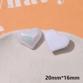 Macro de breloques en forme de cœur en résine pour bijoux DIY, taille 20mm par 16mm - Cœur Blanc Iridescent