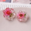 Pink resin daisy charms with real dried flowers for DIY jewelry and phone case making - Pink