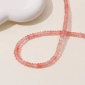 Close-up of translucent pink round stone beads with natural texture for jewelry making - Round Bead (17#) / 1 Piece / Pink