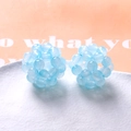 Macro shot of hand-woven 32mm light blue gradient acrylic hollow ball beads for DIY jewelry - Blue (A5-2 #2)