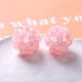 Detailed view of handmade hollow woven pink bead spheres for DIY jewelry making - Pink (A5-2 #6)