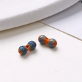 DIY colorful oval glazed glass beads with blue and orange gradient for jewelry making - Style 19 (19#) / 1 Piece/Pack
