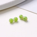 Macro view of peanut-shaped green and white striped glass beads for DIY jewelry making - Style 17 (17#) / 1 Piece/Pack