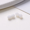Macro view of 8mm oval translucent white glass beads for DIY jewelry and earring making - Style 11 (11#) / 1 Piece/Pack