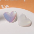 Ciondoli a cuore in resina colorata cangiante in viola aurora e finitura bianco perla - Stile Cuore Cangiante Bianco