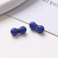 Close-up of 8mm blue striped oval glass beads for DIY jewelry making and handmade crafts - Style 1(1#) / 1 Piece/Pack