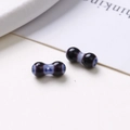 Macro shot of 8mm oval lampwork glass beads with blue and purple ethnic eye patterns - Style 3(3#) / 1 Piece/Pack