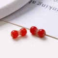 Close-up of 8mm red and white striped oval glass beads for DIY jewelry making - Style 4(4#) / 1 Piece/Pack