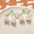 Detail of handmade beaded lily of the valley jewelry with pink and green glass beads - Pink Style (A03--7——3)