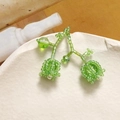 Exquisite handmade beaded earrings with lily of the valley design on a stone tray - Green Style (A03--7——3)