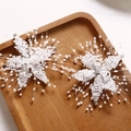 Paire d'accessoires fleurs en perles blanches avec strass pour bijoux de cheveux - Blanc
