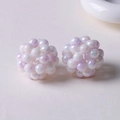 Detailed macro view of 32mm iridescent gradient woven beads for DIY jewelry making - Iridescent Pearl Texture / Light Purple (A5-1)