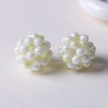 Close-up of 32mm handcrafted hollow woven acrylic spheres with iridescent pearl finish - Iridescent Pearl Texture / Light Yellow (A5-1)