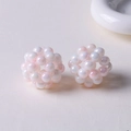 Macro detail of 32mm handwoven gradient iridescent pearl ball for DIY jewelry - Iridescent Pearl Texture / Light Pink (A5-1)
