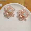 Pink crystal and white pearl flower beadwork accessory for DIY jewelry making - Pink Cartoon Star Clip (My Melody)