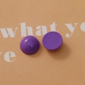 Flat back dark purple resin half-round beads showing both front and flat bottom sides - Purple
