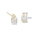 Detail van kleine goudkleurige peervormige oorknopjes met 3,2mm x 6mm afmetingen - 14K Goud Kleur Peervorm