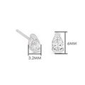 Detailweergave van de peer-cut zirkoon oorbellen met 3,2 mm en 6 mm afmetingen - 3.2mm x 6mm / Platina Kleur Peervorm