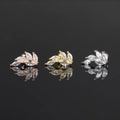 Set de tres pendientes de hoja con circonitas marquesa en tres tonos metalizados - Oro Blanco (Individual) / S-CC048